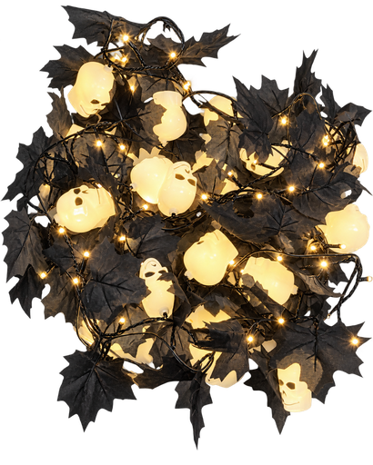80L Guía de hojas negra con calavera morada