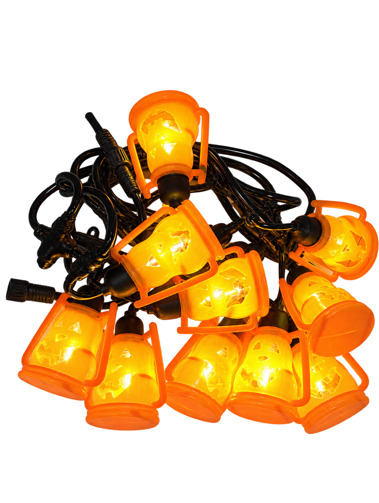Serie de 10 faros de calabazas naranja